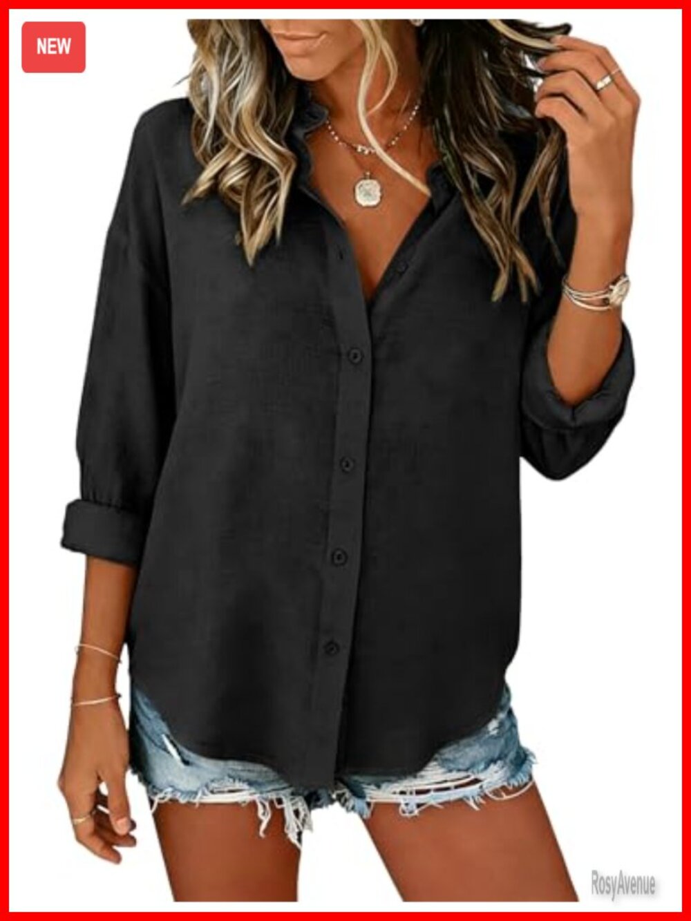 Womens Cotton Linen Button Down Shirt Long Sleeve Casual Blouse